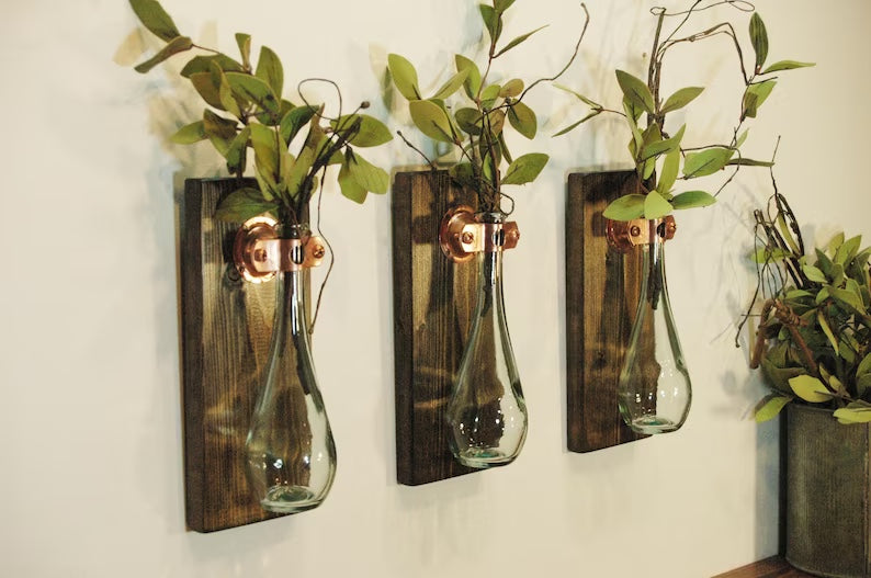 Farmhouse home decor, Unique wall decor, Modern farmhouse wall decor, boho decor, wall vase, propagation bottle, rooter bottle for cuttings