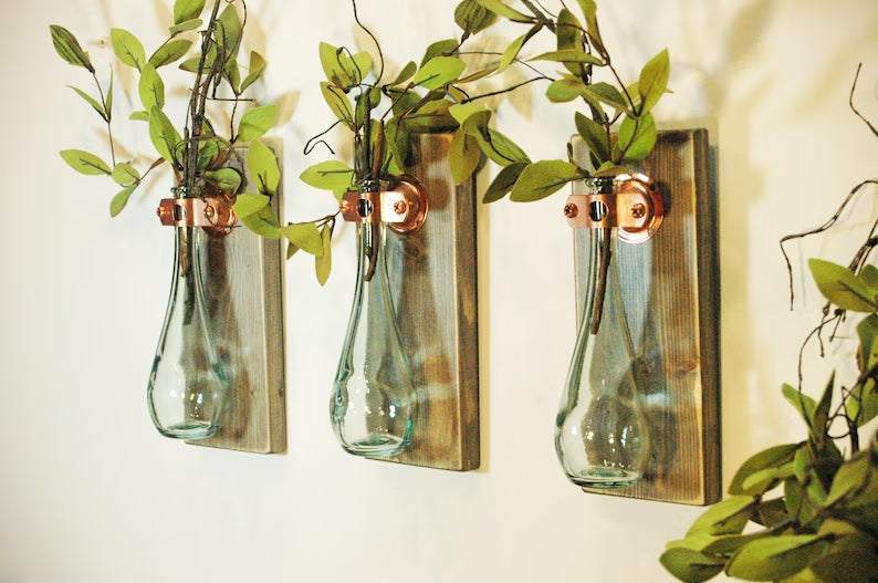 Farmhouse home decor, Unique wall decor, Modern farmhouse wall decor, boho decor, wall vase, propagation bottle, rooter bottle for cuttings