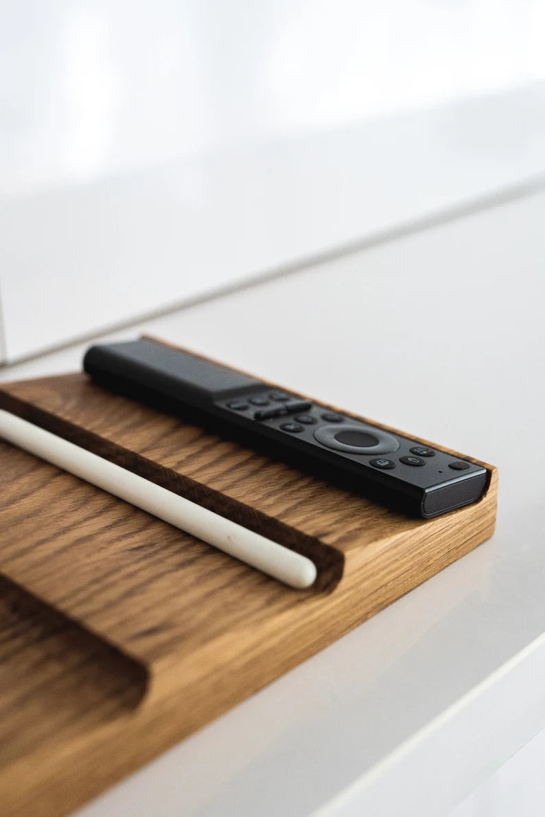 Wav Minimal Desk Organizer / Solid White Oak / Valet Tray /