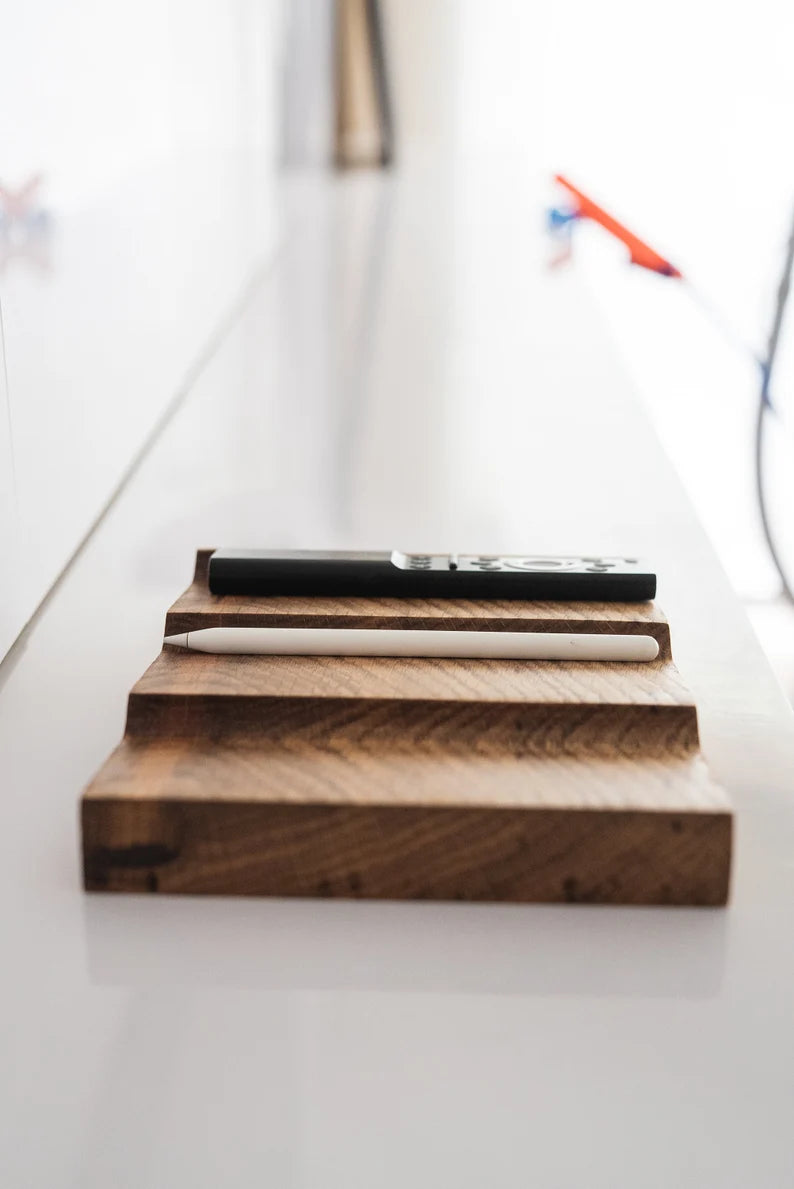 Wav Minimal Desk Organizer / Solid White Oak / Valet Tray /